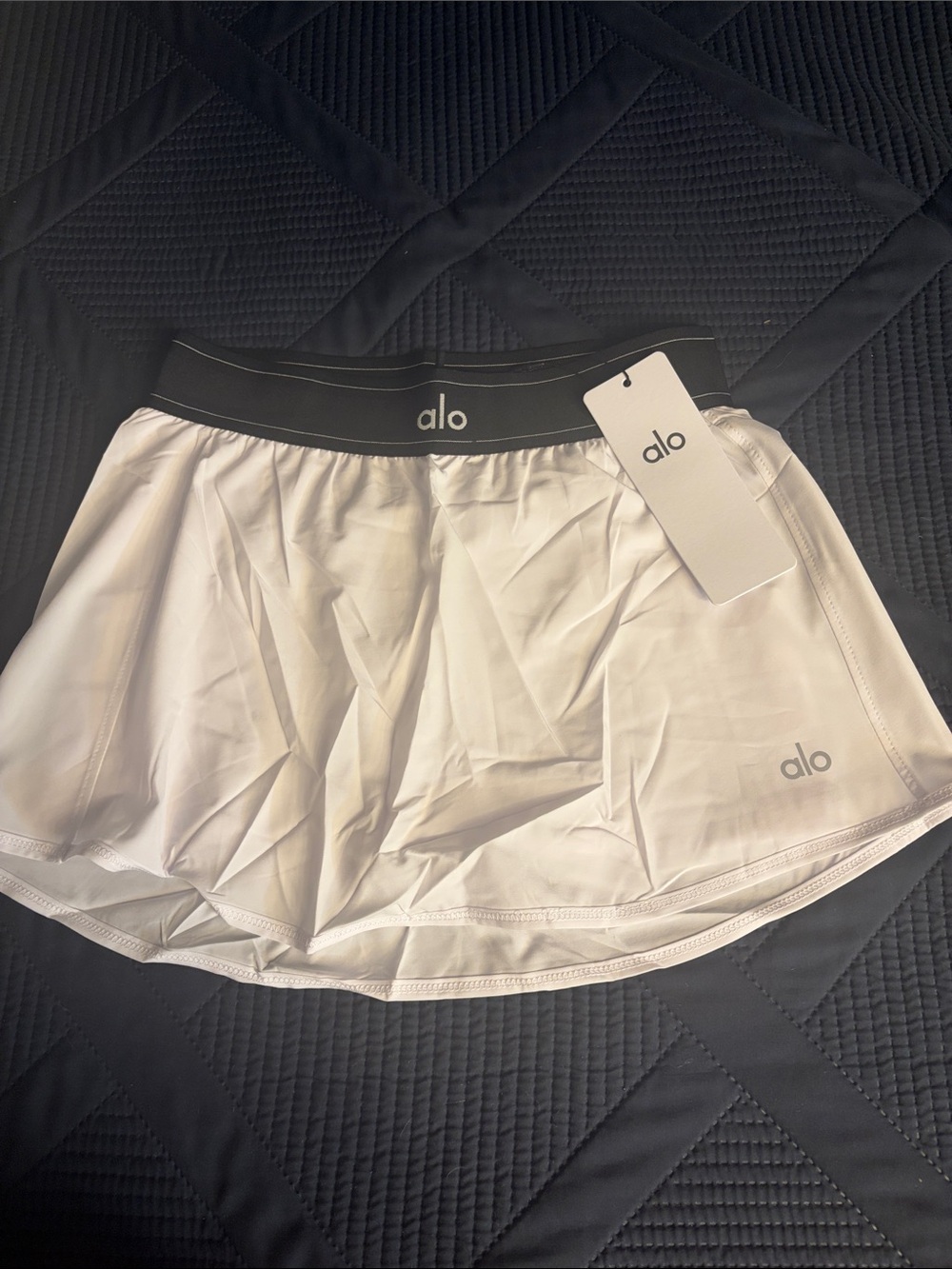 ALO Yoga White Skort with Black Elastic Waistband